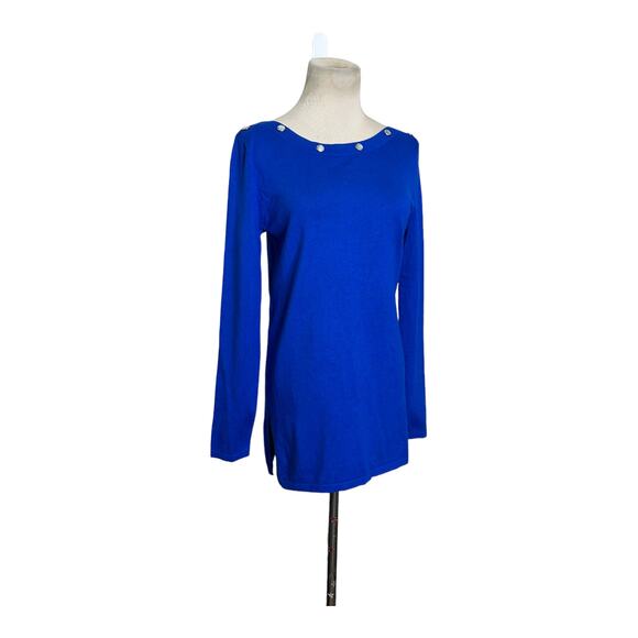 Cable & Gauge blue long sleeves embellished neck sweater size Small - Picture 7 of 11